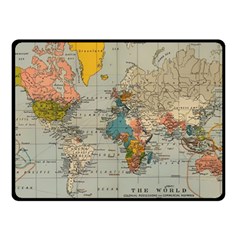 Vintage World Map Two Sides Fleece Blanket (small)