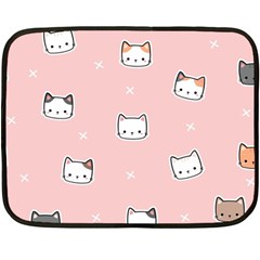Cute Cat Cartoon Doodle Seamless Pink Pattern Two Sides Fleece Blanket (mini)