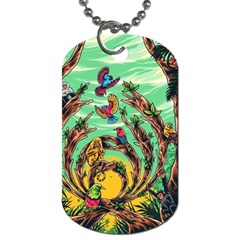Monkey Tiger Bird Parrot Forest Jungle Style Dog Tag (one Side) by Grandong