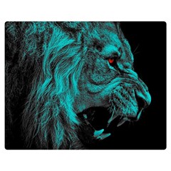 Angry Male Lion Predator Carnivore Two Sides Premium Plush Fleece Blanket (teen Size)