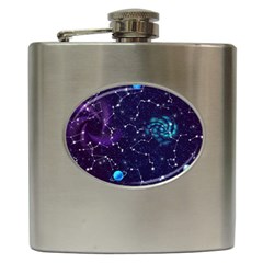 Realistic Night Sky Poster With Constellations Hip Flask (6 Oz)