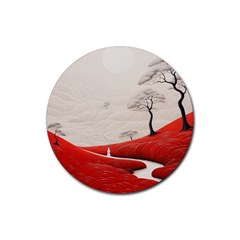 Trees Forest Path Rubber Coaster (round) by Proyonanggan