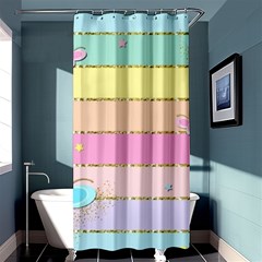 Pastel, Butterfly, Spring, Stripes, Shower Curtain 36  X 72  (stall) 