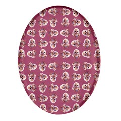 Whimsy Chickens Pattern Oval Glass Fridge Magnet (4 Pack) by dflcprintsclothing