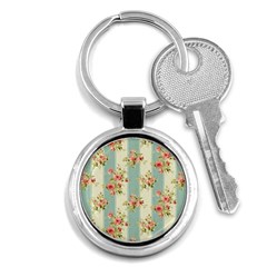 Stripes, Rose,  Texture, Flower, Paper Key Chain (round)
