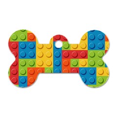 Lego Bricks, Colorful Dots Background Dog Tag Bone (two Sides) by kyorashop23