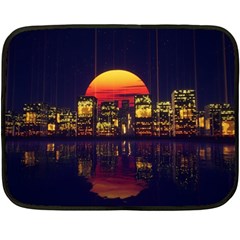 Abstract City Retro Sunset Night Two Sides Fleece Blanket (mini)