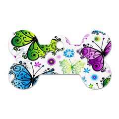 Butterflies, Abstract, Background, Colorful Dog Tag Bone (two Sides)