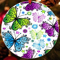 Butterflies, Abstract, Background, Colorful Uv Print Acrylic Ornament Round