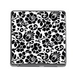 Black Floral Background, Vintage Floral Pattern Memory Card Reader (Square 5 Slot) Front
