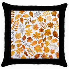 Brown Autumn Leaves Throw Pillow Case (black)