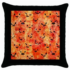 Carved Pumpkin Faces Throw Pillow Case (black)