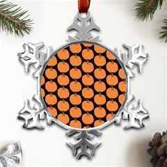 Black And Orange Pumpkin Metal Small Snowflake Ornament