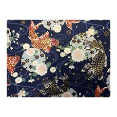 Japanese Wave Koi Illustration Pattern Two Sides Premium Plush Fleece Blanket (mini) by Ndabl3x