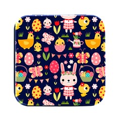 Bunny - Easter Pattern Square Metal Box (black)