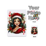 Young Woman With Santa Claus Clothes Isolated Illustration Wb Playing Cards 54 Designs (Mini) Front - HeartJ