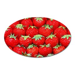 Strawberry Texture, Macro, Ripe Strawberry Oval Magnet