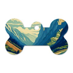 Mountains Nature Forest Landscape Dog Tag Bone (two Sides)