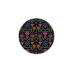Mexican Folk Art Seamless Pattern Colorful Golf Ball Marker