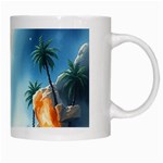 Delicate Watercolor Painting Surreal Oasis Scene With Intense Dramatic Lighting White Mug Right