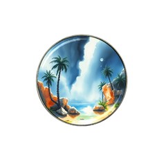 Delicate Watercolor Painting Surreal Oasis Scene With Intense Dramatic Lighting Hat Clip Ball Marker (10 Pack) by pollyparadiseartshop