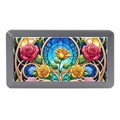 Roses Floral Stained Glass Vibrant Memory Card Reader (mini)