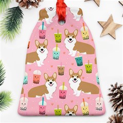 Corgi Bubble Boba Tea Pink Pattern Bell Ornament (two Sides)
