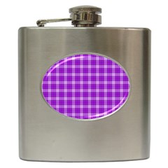 Purple Plaid Tartan 3 Hip Flask (6 Oz)