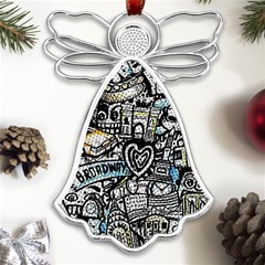 Doodle New York City Nyc Metal Loving Angel Silver  by Salmanaz77