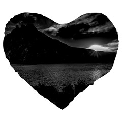 Nahuel Huapi Lake And Andes Range Mountains Landscape, Bariloche, Argentina Large 19  Premium Flano Heart Shape Cushions by dflcprintsclothing