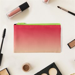 Crimson Red To Cream Yellow Linear Gradient Cosmetic Bag (xs)