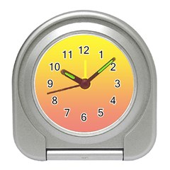 Electric Yellow To Coral Pink Linear Gradient Travel Alarm Clock by GradientsOmbre