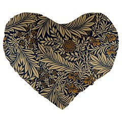 Brown Vintage Background Vintage Floral Pattern, Brown Large 19  Premium Heart Shape Cushions