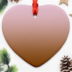 Pink Lace To Chocolate Brown Linear Gradient Heart Ornament (two Sides)