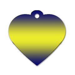 Navy Blue To Electric Yellow Bilinear Gradient Dog Tag Heart (two Sides)