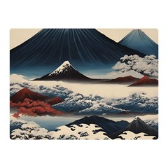 Hokusai Moutains Japan Two Sides Premium Plush Fleece Blanket (mini) by Bedest