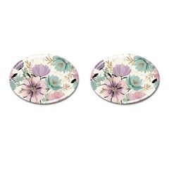 Flowers Pattern Floral Cufflinks (oval)