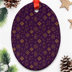 Moon Stars Pattern Oval Ornament (two Sides)
