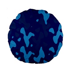 Blue Camouflage Pattern Standard 15  Premium Round Cushions