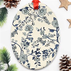 Blue Vintage Background Oval Ornament (two Sides)