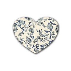 Blue Vintage Background Rubber Heart Coaster (4 Pack)