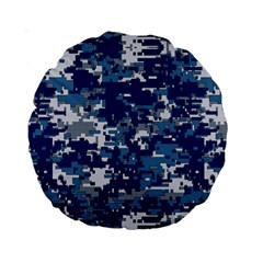 Blue, Camouflage, Cool, Navy, New, Pattern Standard 15  Premium Round Cushions