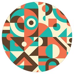 Retro Colorful Background, Retro Abstraction Round Trivet by kyorashop23
