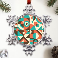 Retro Colorful Background, Retro Abstraction Metal Large Snowflake Ornament