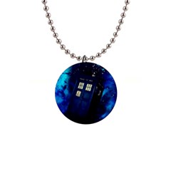 Tardis Doctor Who Space Galaxy 1  Button Necklace