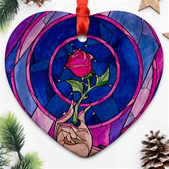 Enchanted Rose Stained Glass Heart Ornament (two Sides)