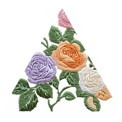 Embroidery Roses Floral Design Wooden Puzzle Triangle