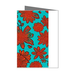 Mid Century Retro Floral 1970s 1960s Pattern 103 Mini Greeting Cards (pkg Of 8)