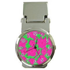 Mid Century Retro Floral 1970s 1960s Pattern 98 Money Clip Watches