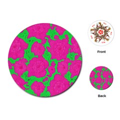 Mid Century Retro Floral 1970s 1960s Pattern 98 Playing Cards Single Design (round) by violetheavensky